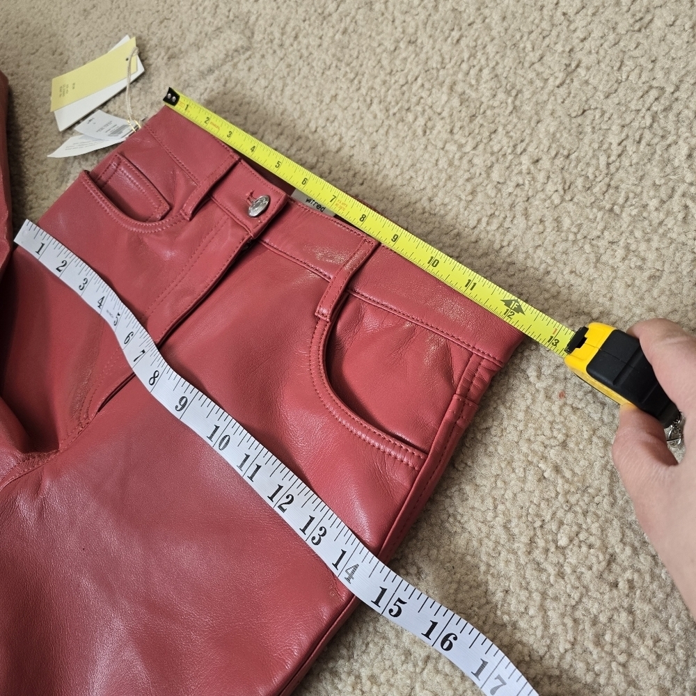 NWT Aritzia Wilfred The Melina Pant Vegan Leather - Rosy Red- SOLD OUT - Picture 10 of 12